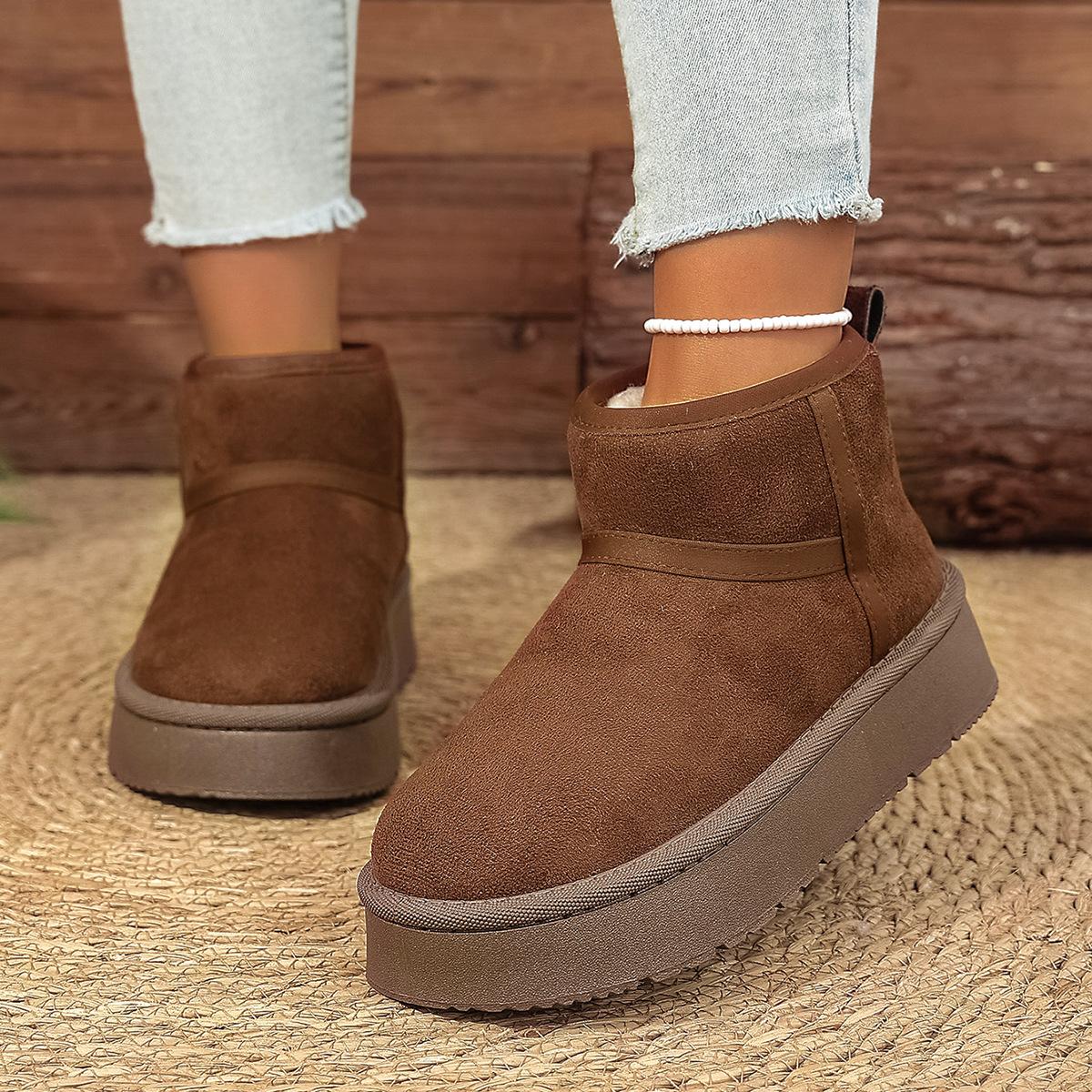 

Women s Wide Width Platform Snow Boots, Plush Lined Arctic Booties, Thickened Winter Ankle Boots Wholesale 41 кавовий