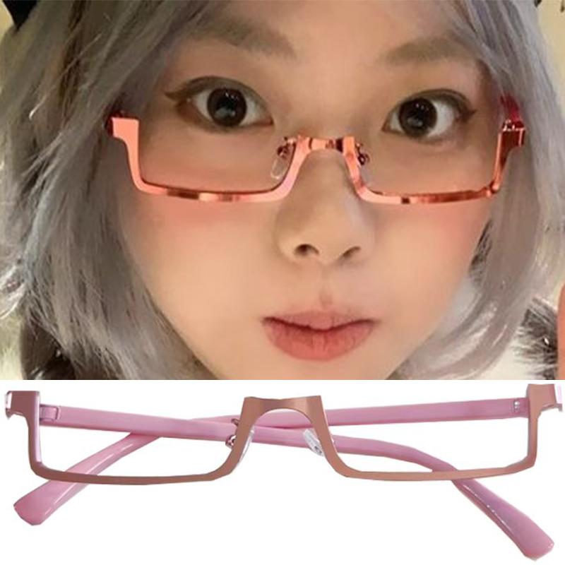 

Harajuku Vintage Half Frame Glasses Sweet and Cool Sexy No Lense Glasses Subculture Anime Cos Accessories Decorative Female