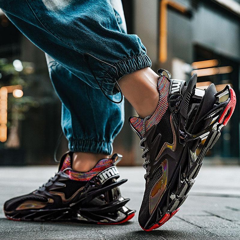 Trendy Blade Shoes Men's Running Shoes Non Slip Fashion Sneakers Breathable Mesh Athletic Training Shoes