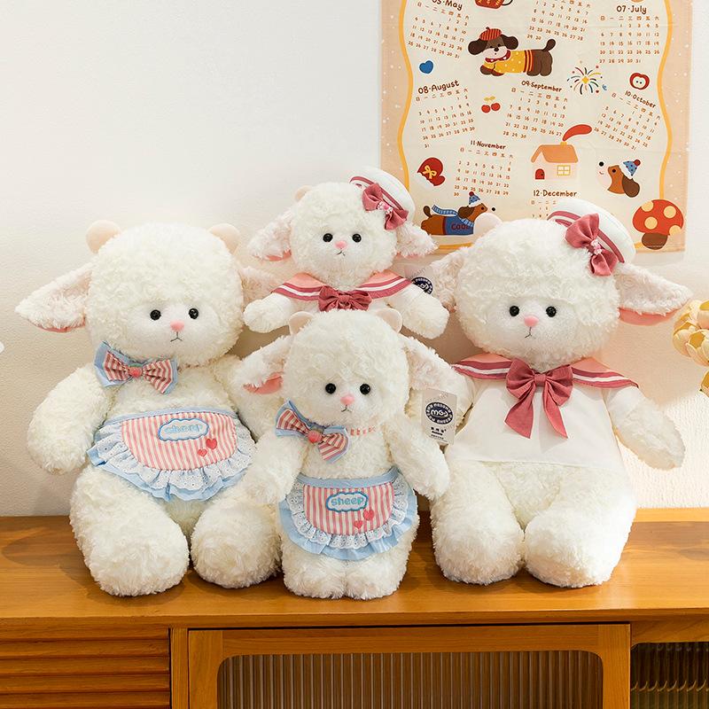 Super Cute Sailor Sheep Plush Toy Claw Machine Doll Bib Sheep Home Pillow Birthday Gift