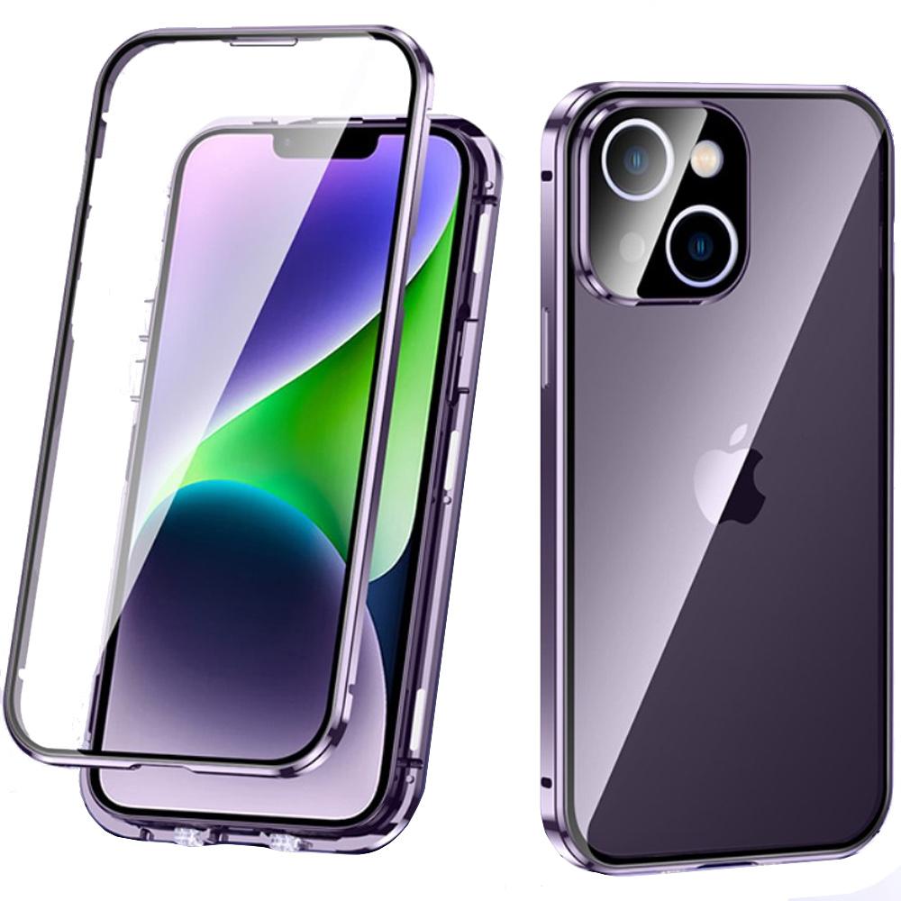 iPhone 14 Plus Case, Magnetic Dual Glass, Purple