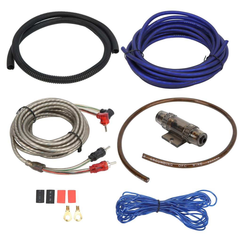 8GA Power Amplifier Installation Kit Car Subwoofer Audio Wire Line Power Cable with Fuse Universal