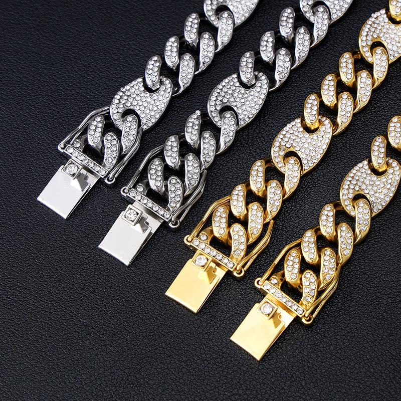Bracciale a Catena Chicco di Caffè Cubano 12mm Naso di Maiale con Chiusura a Scatola – Gioielli Colorati Hip Hop