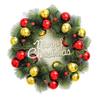 Christmas Wreath for Front Door Artificial Pine Needle Wreath with Balls Bows Flowers Merry Christmas Hanging Decor for Home Wall Window Porch Indoor