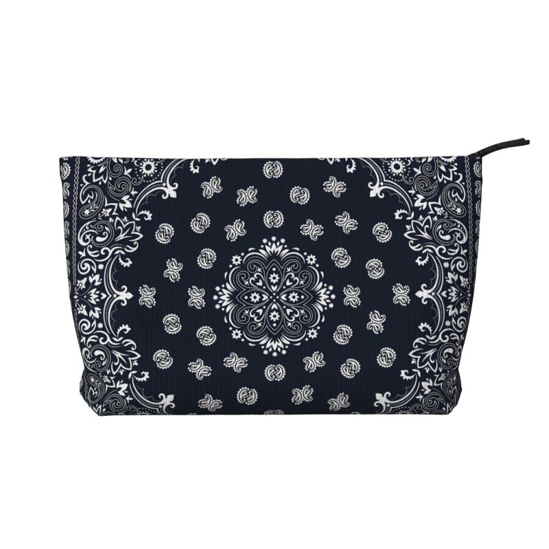 

Custom Ethnic Bohemia Red Paisley Bandana Toiletry Bag for Women Makeup Cosmetic Organizer Ladies Beauty Storage Dopp Kit Case