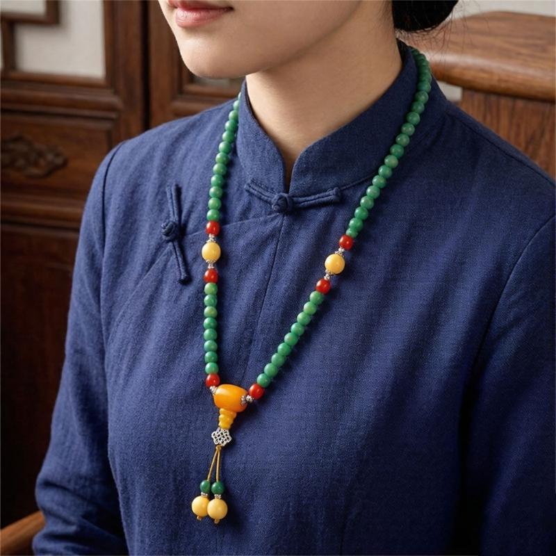 Handmade Turquoise Gemstones Prayer Beads Necklace With 8mm Round Beads Unisex Stone Wristband Cultural Spiritual Gift