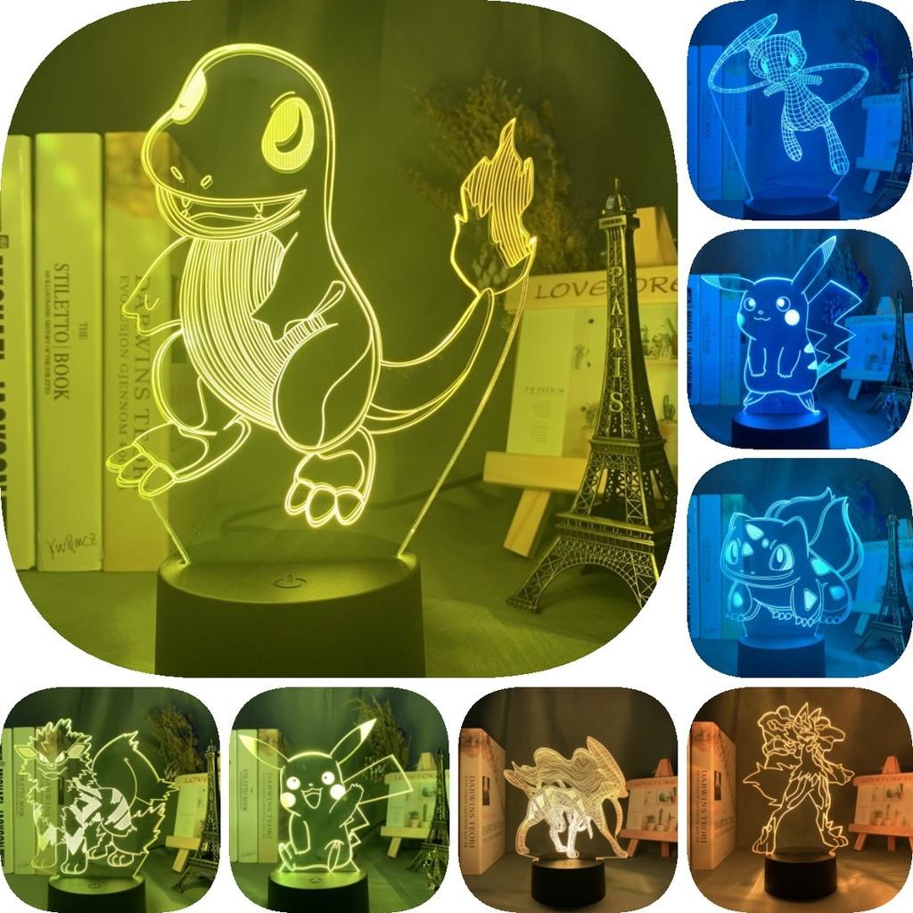 Creative Led Pikachu 3d Night Light Colorful Acrylic Decorative Table Lamp Gift