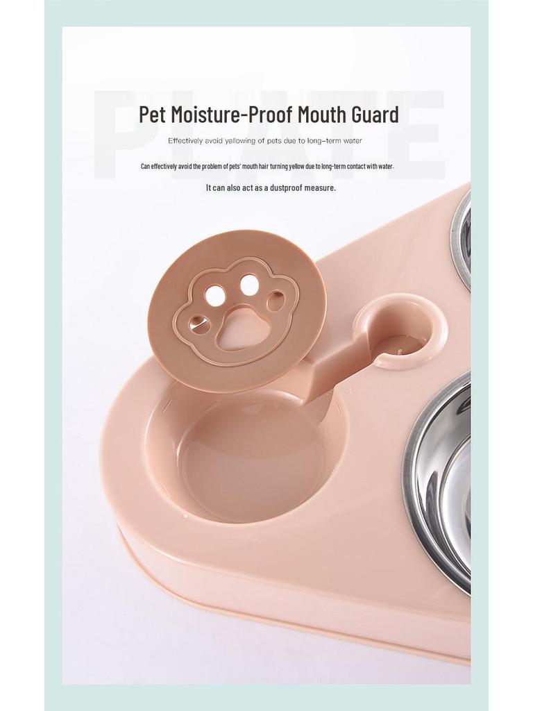 Cute Triangle Pet Bowl Set: 3 Plastic Bowls with Automatic Water Dispenser and Splash-Proof Design