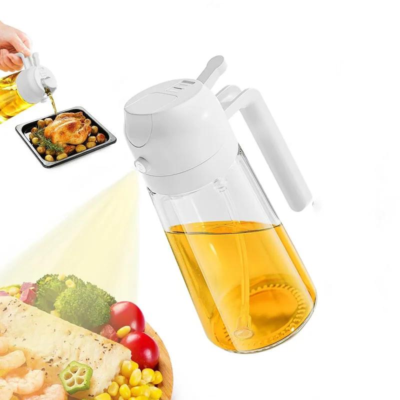 500ml 2 In1 Oil Spray Bottle Kitchen Barbecue Cooking Olive Oil Dispenser Oil Jar Baking Vinegar Soy Sauce Spray Container