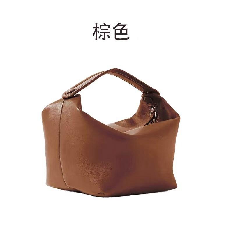 

Therow lunch box bag leather women s bag niche design simple commuting handbag convenient fashion handbag Length 19 Width 13 Height 14cm