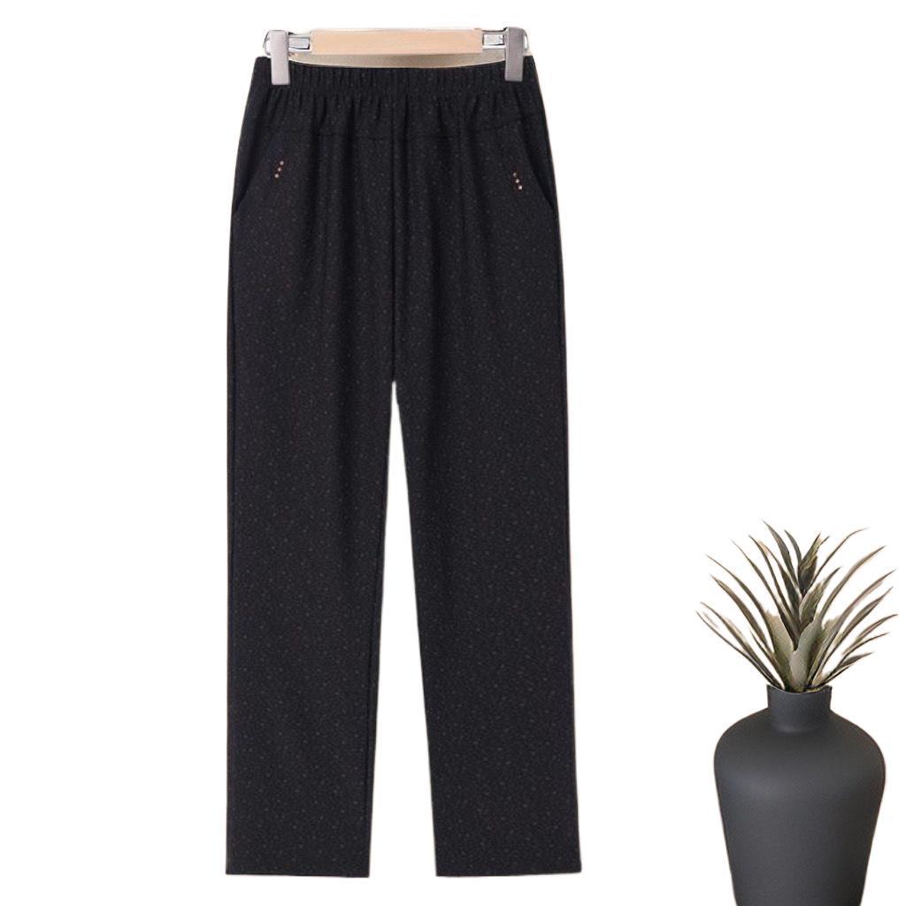 2026 High-Waisted Straight-Leg Pants for Middle-aged & Elderly Women - Spring, Autumn, Winter Velvet-Lined