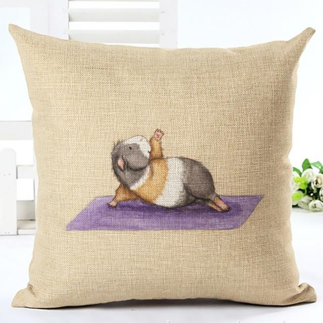 Hamster Yoga Cushion Cover Cotton Linen Pillow Case Animal Hamster Painting Decorative Pillowcase Home Accessories Cushion Cover