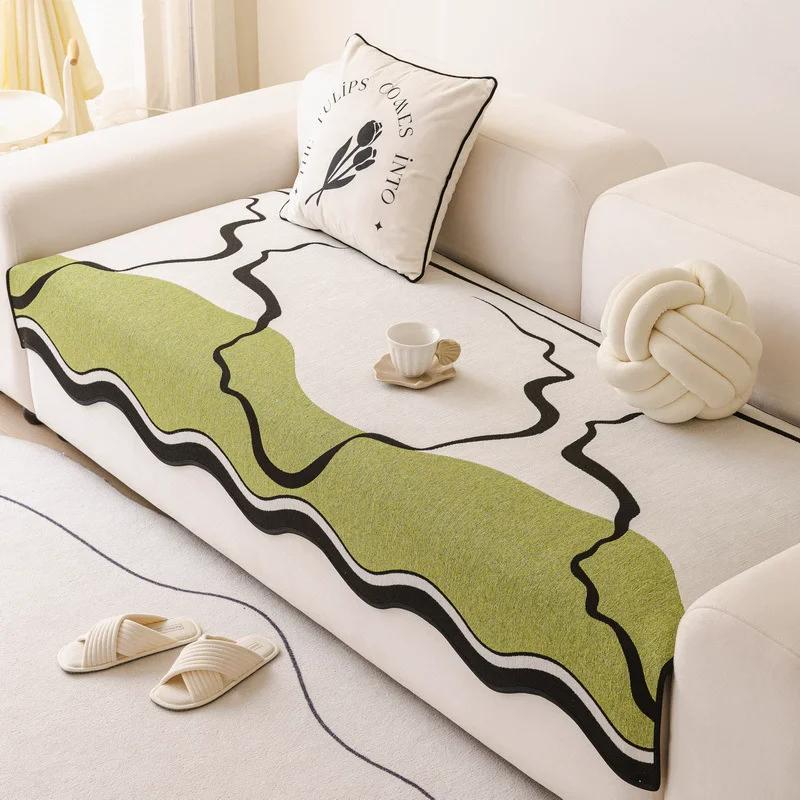 

Chenille Special-Shaped Sofa Cushion Irregular Simple Straight Row Cushion Non-Slip Cover Blanket Leather Sofa Special Cushion 90x90cm