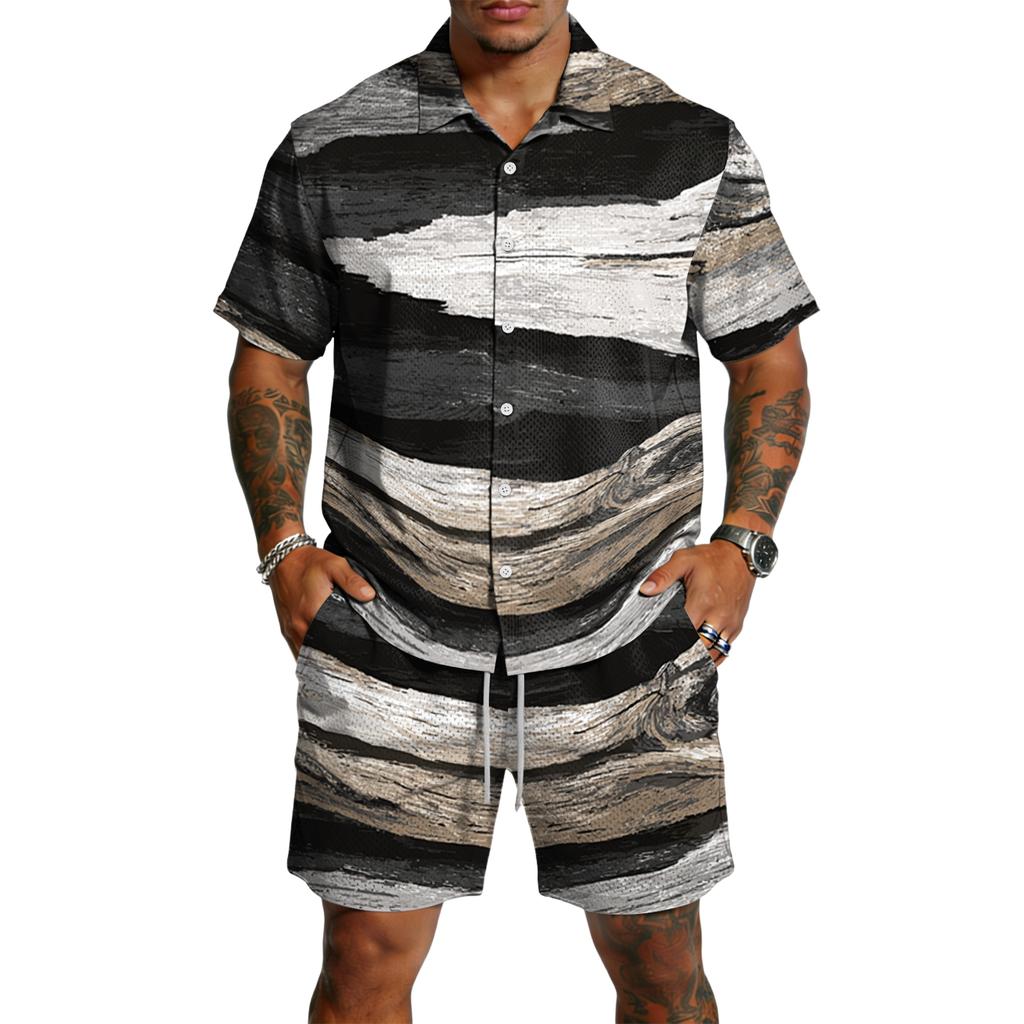 Herren Casual Leichtes Atmungsaktives Kurzarmhemd und Shorts Set