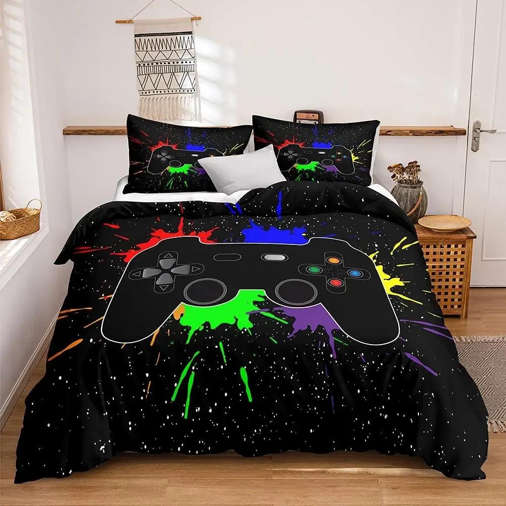 Gamer Bedding Sets For Boys Gaming Duvet Cover Set Video Games Comforter Cover Playstation Designs Bed Set With Pillowcase