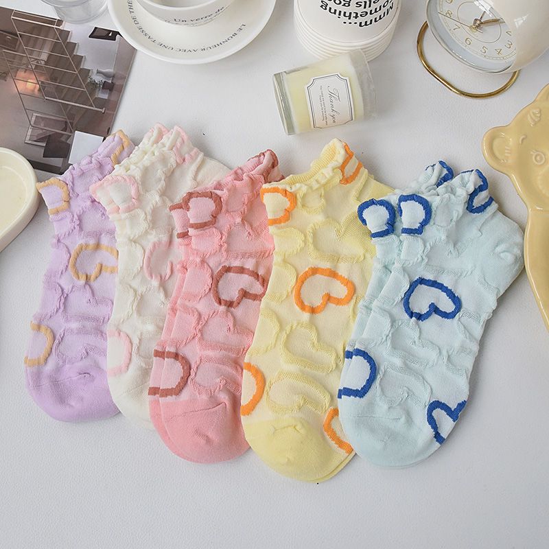 

Love Socks женские летние короткие носки тонкие дышащие цветные ажурные с мелким горлом милые 35-40