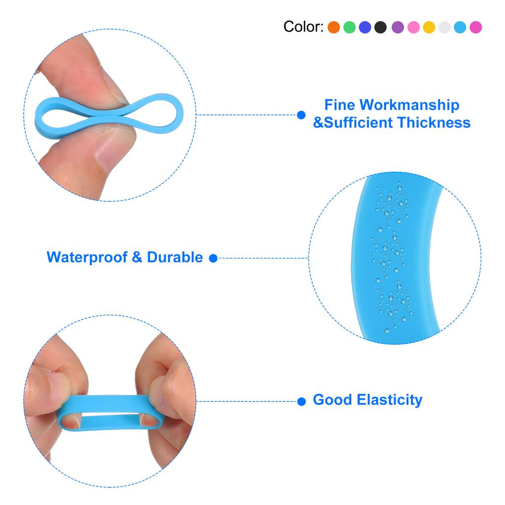 20Pcs Silicone Rubber Bands 20x7mm Silicone Elastic Bands Cable Ties 10 Colors