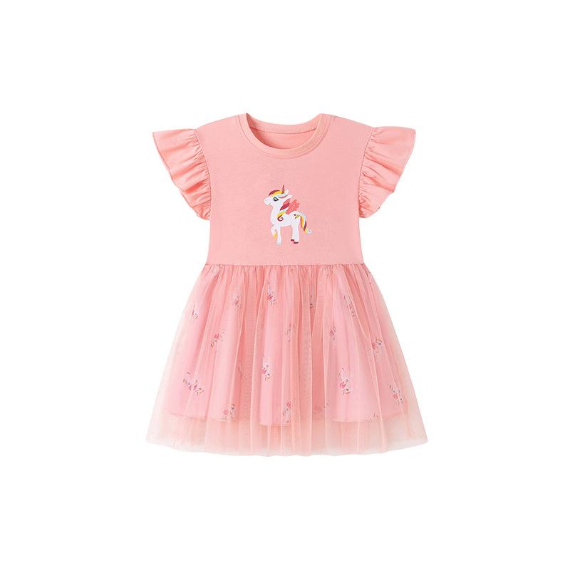 Vestido Tutú para Niñas Pequeñas Vestidos de Tul Volantes Escalonados con Vuelo para Dar Vueltas Vestido de Verano Casual con Mangas Acampanadas Vestido de Tul Casual para Fiestas para Niños