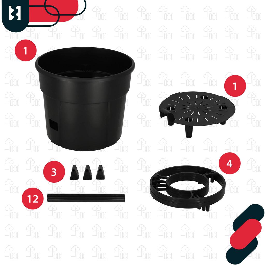 Pot For Growing Tomatoes With A Ladder For The Balcony, Black, 30 Cm, Set Of 3