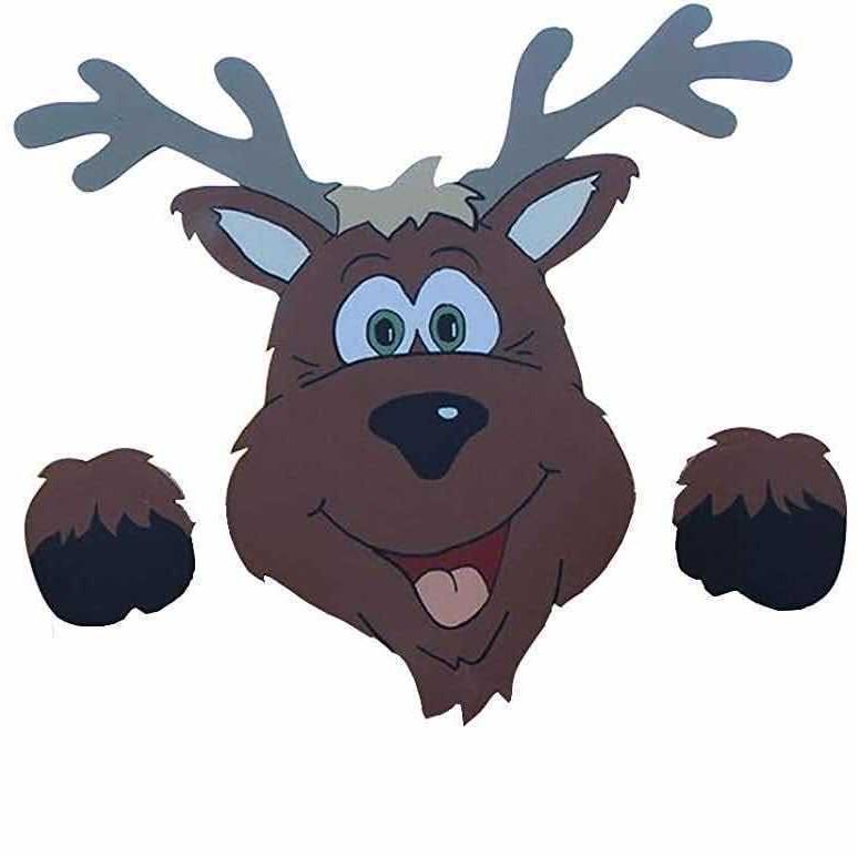 Popular Outdoor Christmas Fence Decoration: Santa Claus and Reindeer Peeking