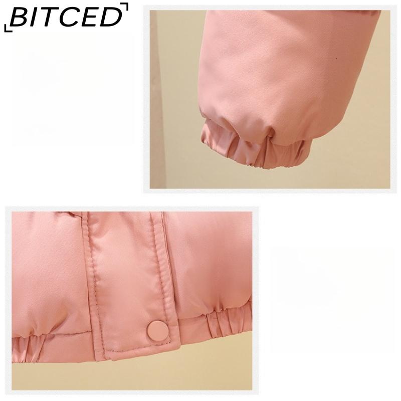 BITCED Plus Size Short Cotton Jacket for Women Winter Puffer Coat with Oversized Fur Collar Versatile Outerwear