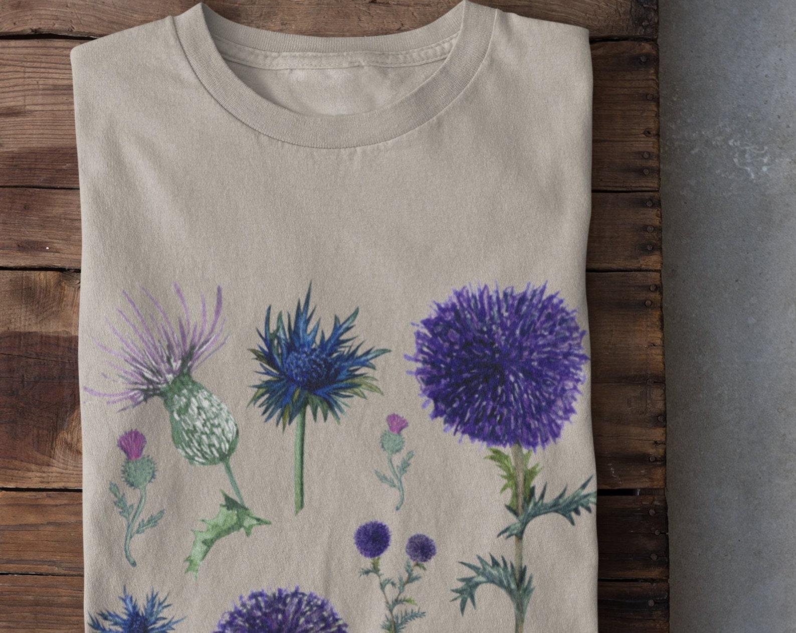 Thistles Botanical Shirt, Wildflower Shirt, Garden Shirt, Wildflower Tee, Plant Lover Gift, Women s Flower Tee, Plant Shirt, Scottish Shirt S