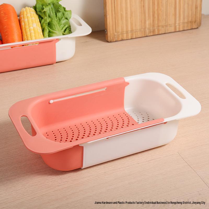 Retractable Kitchen Draining Basket: Dishwashing Bowl, Vegetable Washer, and Sink Storage Rack.