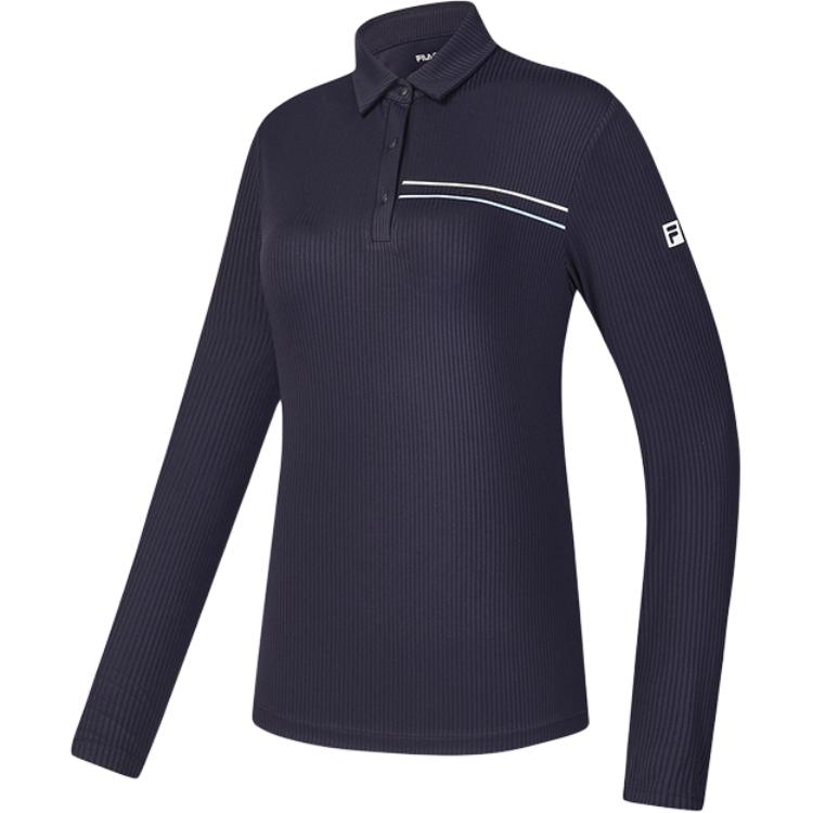 FILA Golf Series Fashion Comfortable Soft Dry Long Sleeve Polo Shirt Women tops Legendary-Blue A11W445201F-NV