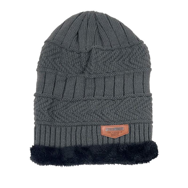 Adult Winter Wool Hat, Men'S Velvet Knitted Hat, Women'S Pullover Scarf, Two-Piece Hat Scarf