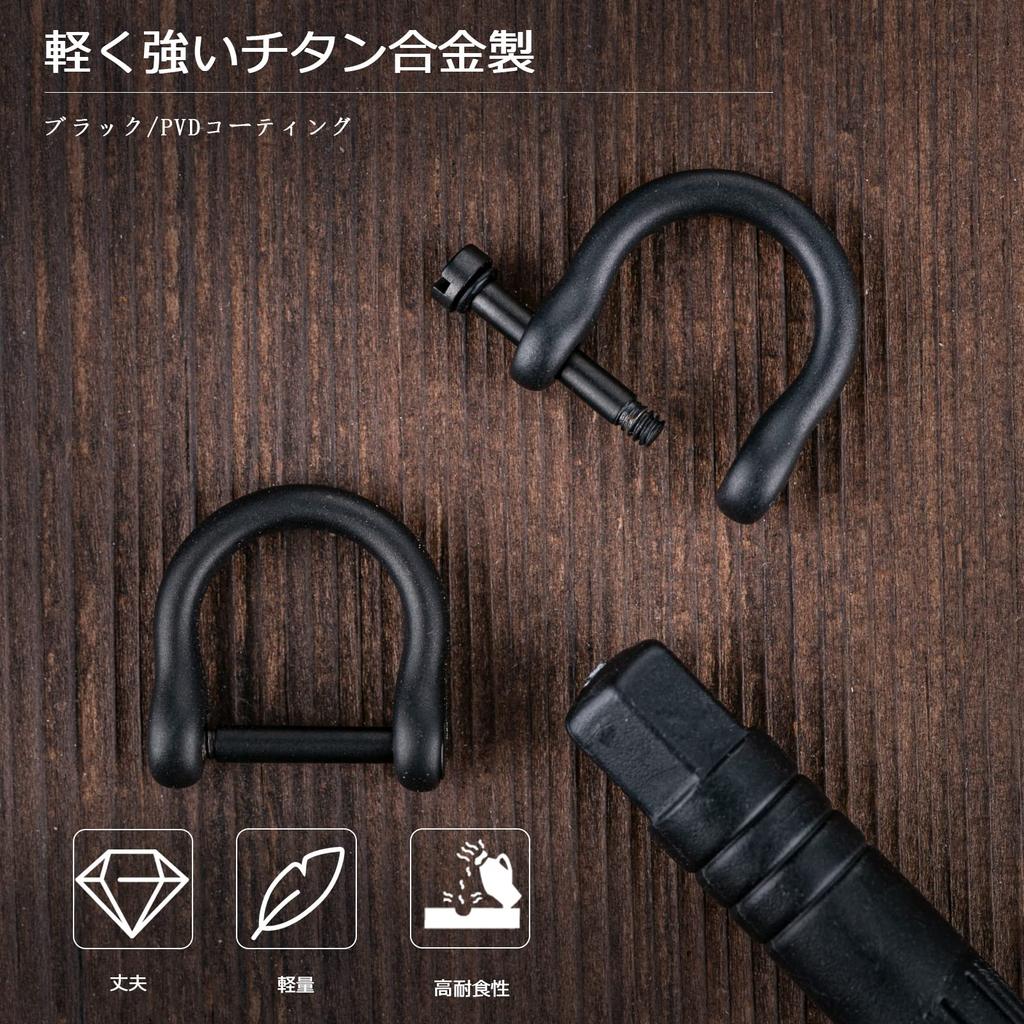 TISUR Titanium Black for Smart Key DIY Leather Craft Bag Strap Wallet Parts Rod 2 D-Ring D-ring (Mini/Threaded 9mm-Matte/Black Pieces)