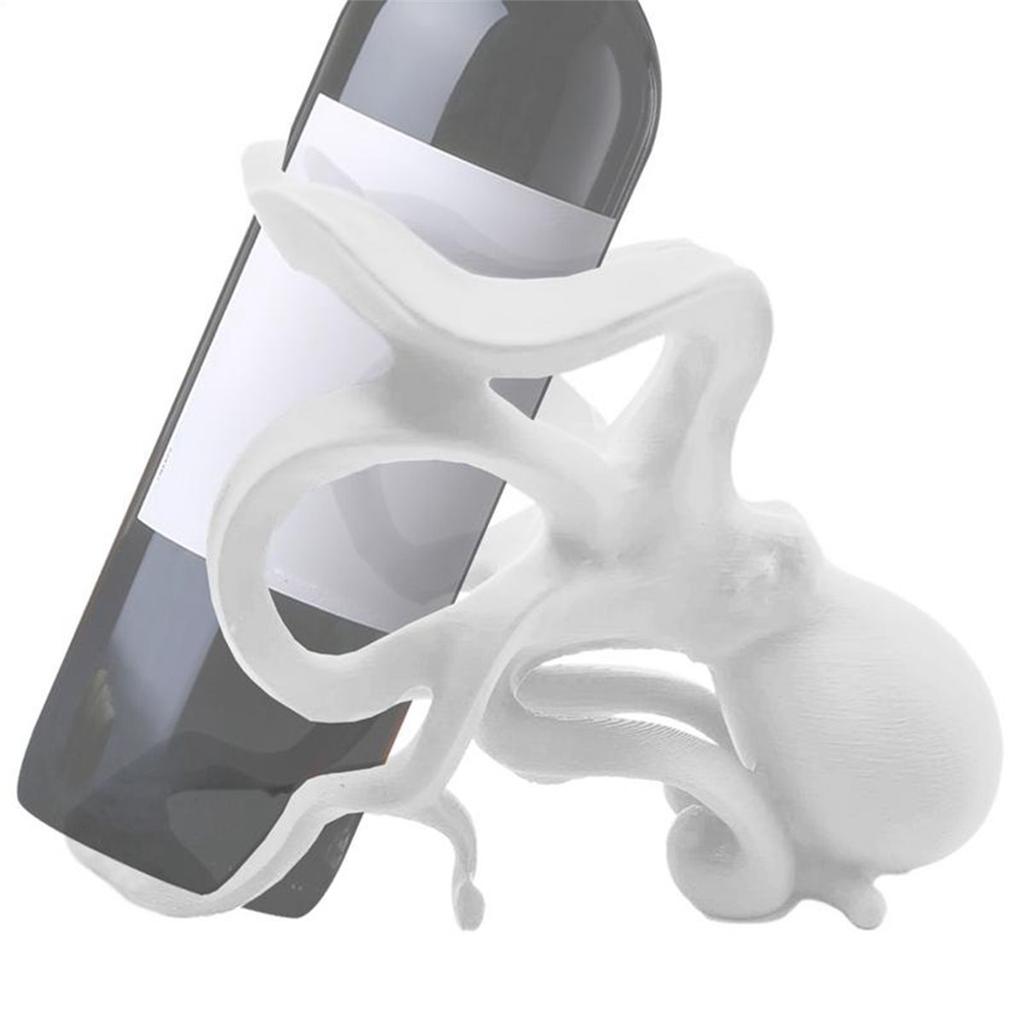 2026 New Wine Bottle Rack Octopus Wine Bottle Storage Rack Freestanding Animal Statue Storage Organizer Desk Decor White