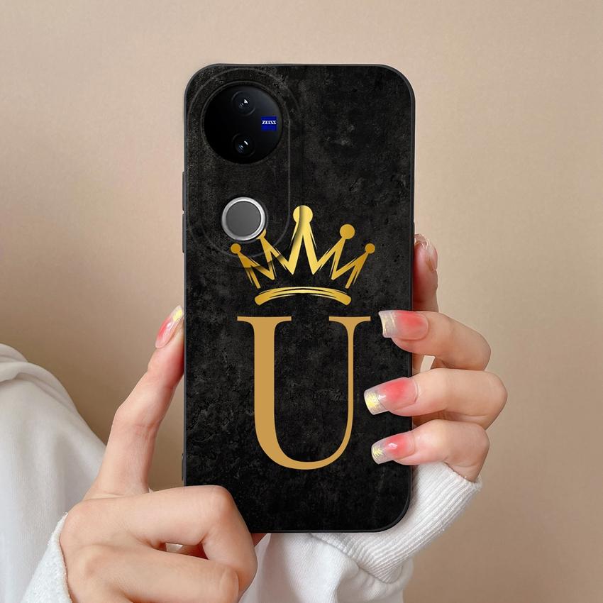 Case For Vivo V50 V40 V30 Lite V20 V21 V30e Fashion Crown Letters Phone Covers Screen Protector Liquid Silicone Dustproof Shell For Vivo Bumper Casing