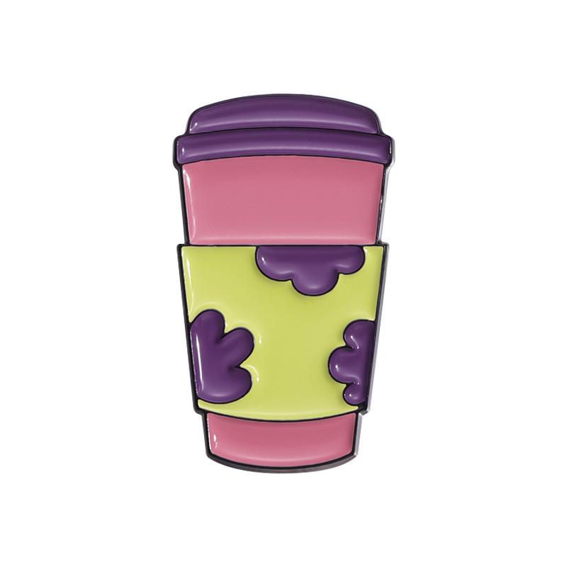 Coffee Cartoon Eyecatching Cup Badge Brooch Unique Enamel Coating For Looks Trendy