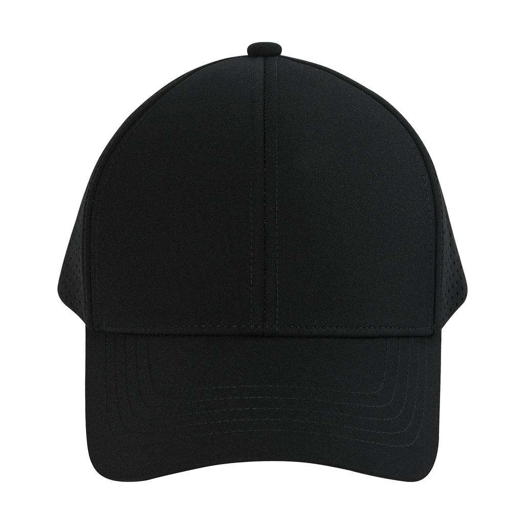 VOBOOM Men Quick Dry Baseball Cap Laser Cut Mesh Ball Curved Brim Snapback Hat Outdoor Running Travel Black Hat