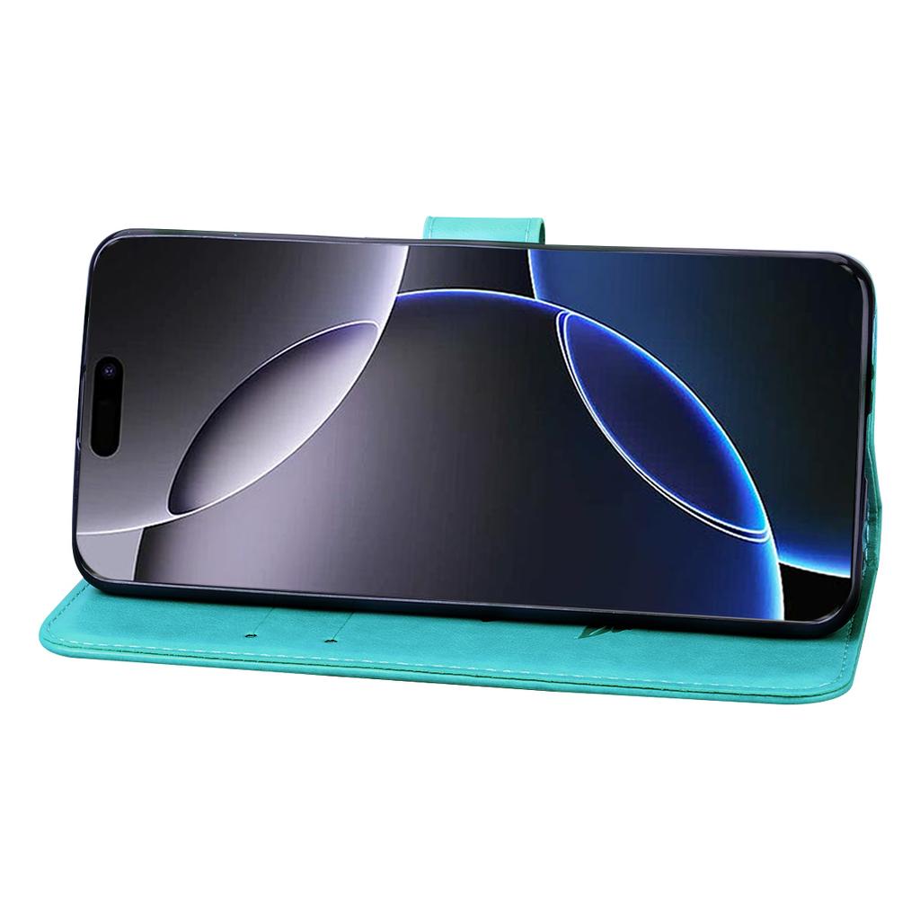 For iPhone 16 Pro Max Case Rose Pattern Leather Wallet Phone Cover with Strap