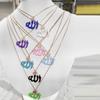 Neuer 18 Karat Vergoldeter Modeschmuck Neon Emaille Bunter Schmuck Cz Allah Anhänger Halskette