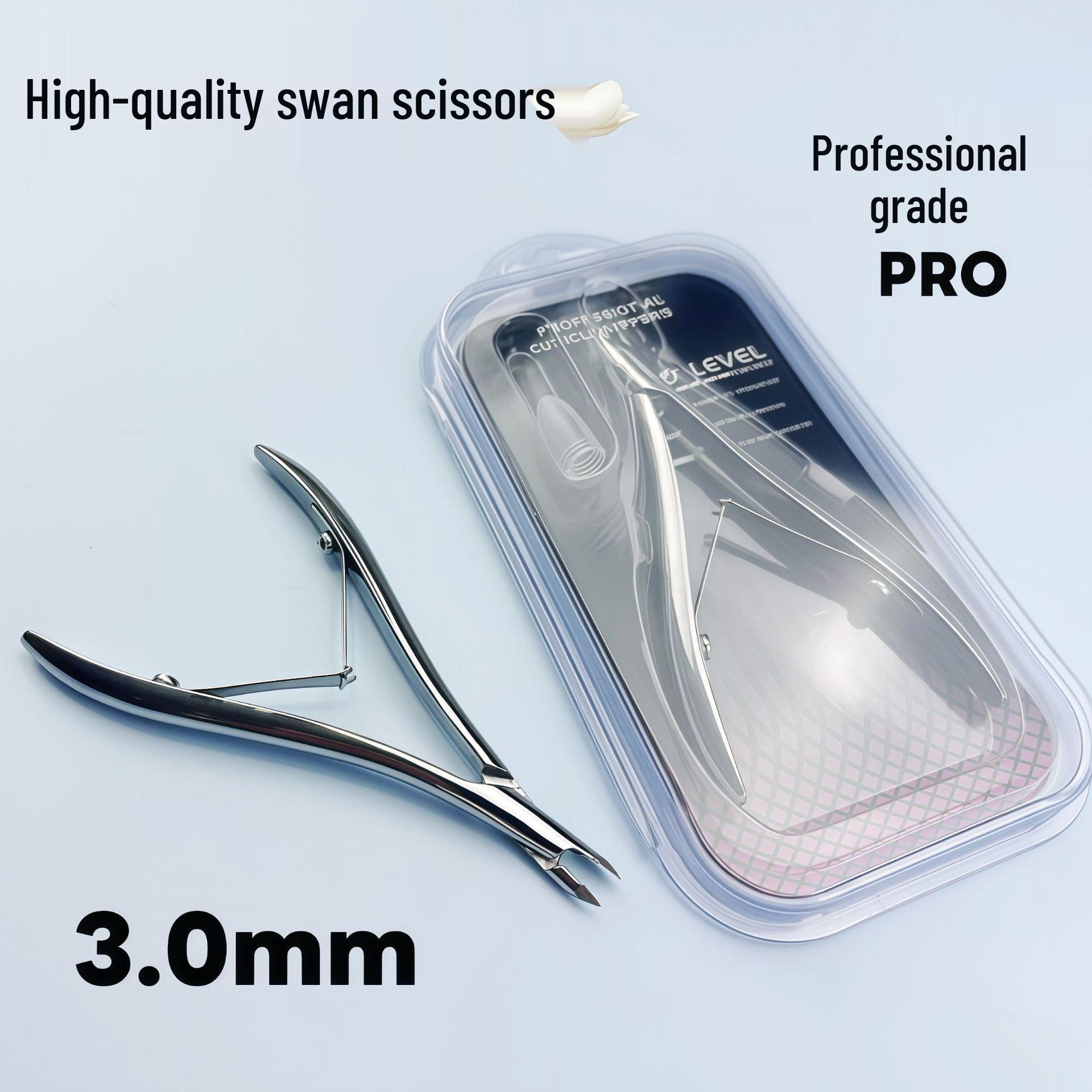 3.0mm Small Swan Scissors PRO: Russian Style Stainless Steel Cuticle Scissors and Nippers with Cover.