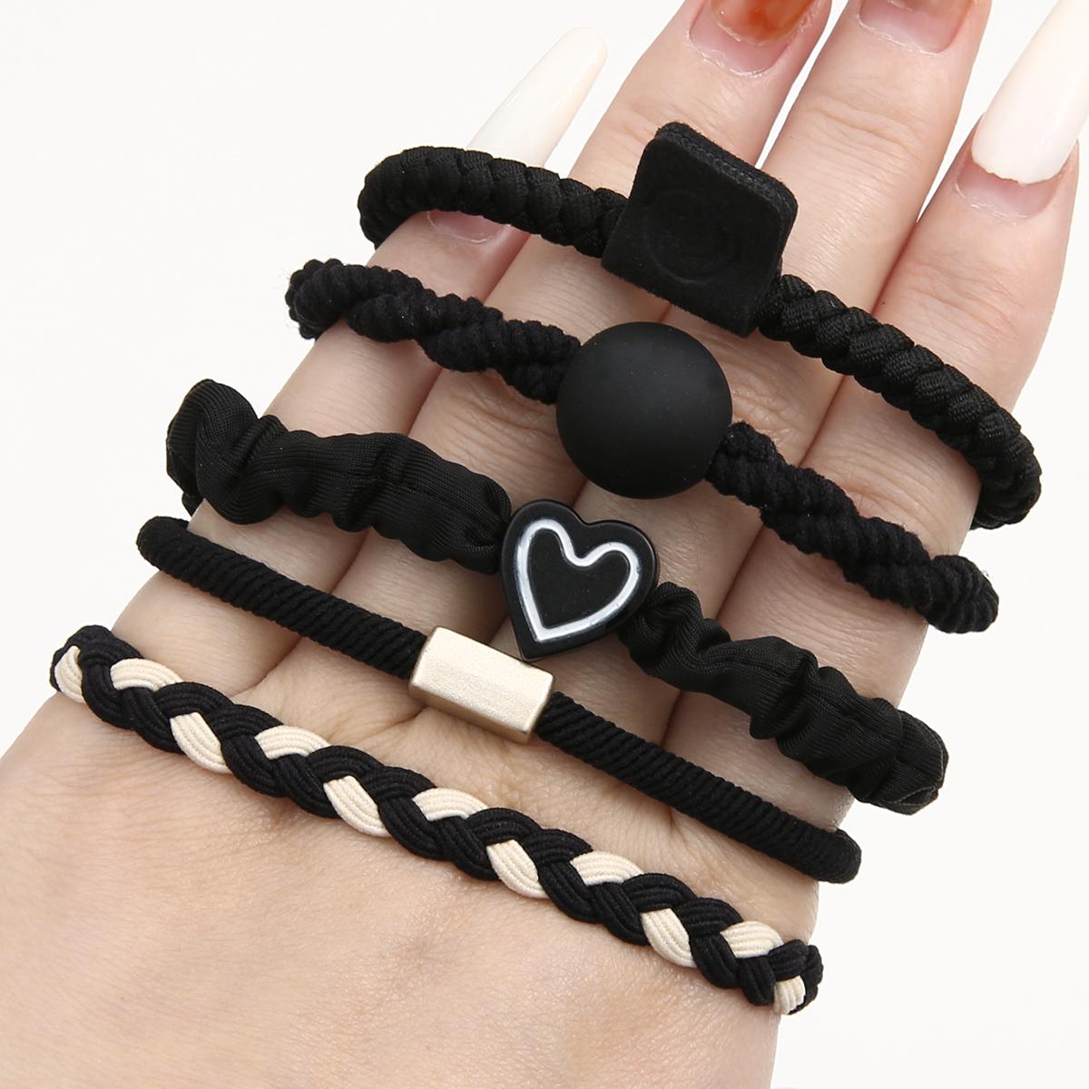 

5 см 5 шт./пакет новая высокая эластичность резинка тканевая петля для волос для девочек украшение для волос чёрный/белый