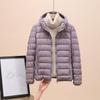 Women's Stand Collar Long Sleeve Short Puffer Jacket Slim Fit Casual Style Lightweight Down Coat
