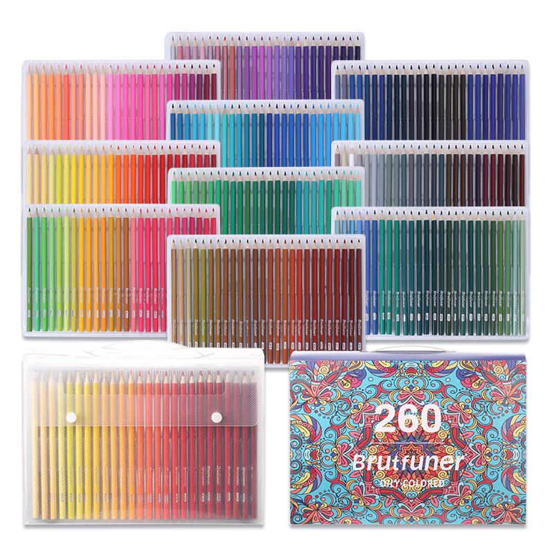 Brutfuner 180 Oil & Water-Soluble Colored Pencils Set for Drawing & Doodling - Ideal Gift