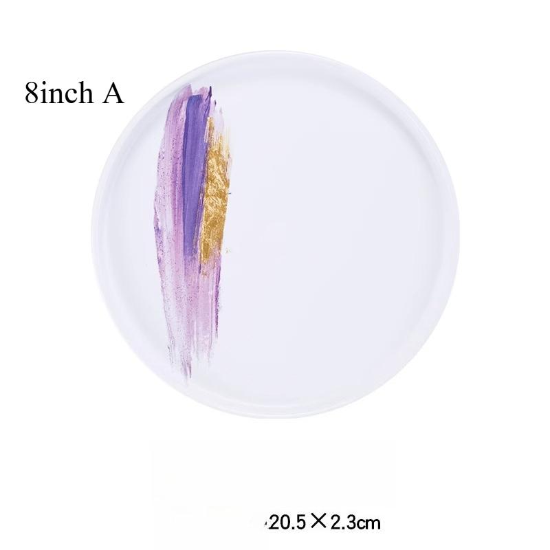 

Nordic Style Tableware Artistic Ceramics Plate Simple Large Plate Dessert Afternoon Tea Steak Cake Dessert Plate Kitchen Supplie