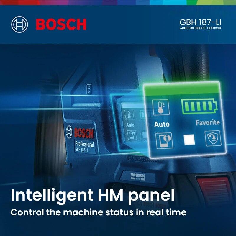 Bosch GBH 187 Ciocan electric fără fir Ciocan rotativ inteligent Multifuncțional Burghiu cu impact fără perii Control APP FĂRĂ baterie