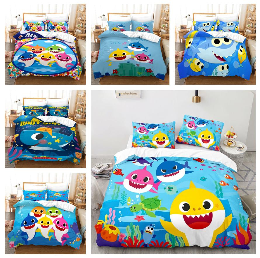 

3D комплект постельного белья «Маленькая акула» с мультяшными животными, пододеяльник, 2/3 шт., EU135 * 200, мягкая моющаяся детская комната, роскошный домашний текстиль, подарок на день рождения
