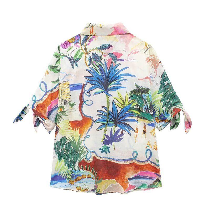 Fashion Style 2024 Summer New Arrival Women's Clothing Stylish Loose Print Shirt High Waist Skirt 2565157