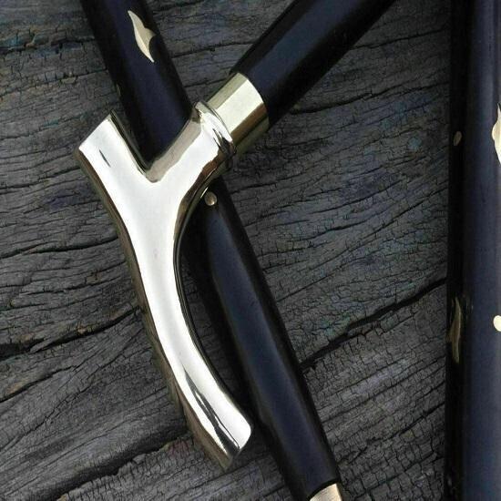 Antiker Stil Viktorianisch Vintage Designer Messinggriff Gehstock Holzspazierstock