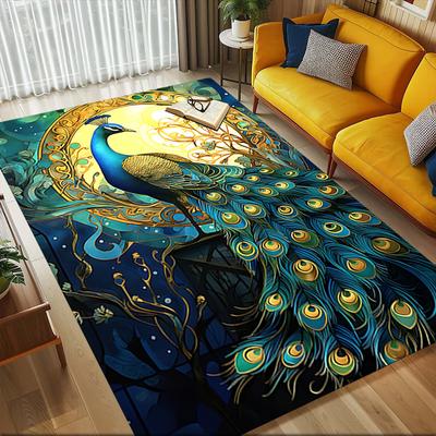 1pc Peacock Art Nouveau Themed Rug for Home Decor, Non-slip Office Carpet, Chair Mat, Outdoor Mat, Christmas and Halloween Gifts-0731014
