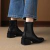 Krazing Pot Microfiber Pointed Toe Thick Heels Chelsea Boots Size 42 Zip Beauty Lady Women Stretch Ankle Boots
