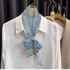 Korean Retro Black Polka Dot Silk Scarf - Y2K Rose Ribbon Bow Style