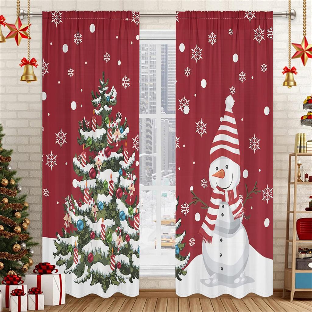 Weihnachtsvorhänge 3D Ornamente Kieferndruck Wohnzimmer Schlafzimmer Paneele Feiertagsdeko 2 Paneele Weihnachten Fenstervorhänge
