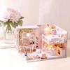 CUTRROOM DIY Miniature Wooden Dollhouse Kit 1:24 Scale with Furniture, Music Box, Dust Cover, LED Light